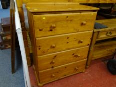 Pine four drawer bedroom chest