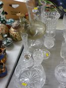 Mixed collection of cut and other glass vases and bowls