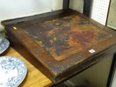 Antique pine and mahogany tabletop desk