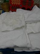 Crate of vintage linen and scraps