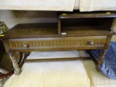 Priory style polished wood single drawer telephone/hall table