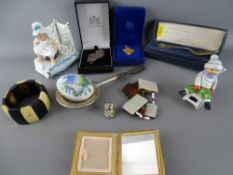 Oriental lacquerwork tray and a mixed quantity of collectables including a hallmarked silver tea