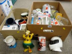 Quantity of Coca Cola, The Simpsons and other collectable glassware and pottery etc