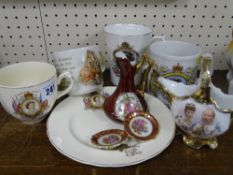 Small selection of commemorative china and other decorative cabinet ware