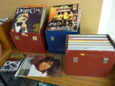 Collection of vintage vinyl LPs in three carry cases, titles by The Beatles, classical,