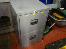 Modern metal two drawer filing cabinet with key