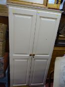 Painted pine two door wardrobe