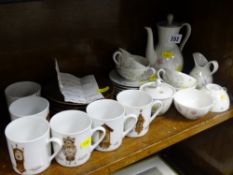 Dainty fifteen piece Continental porcelain coffee set and a set of six coffee cans and saucers