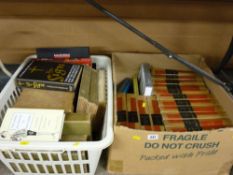 Box and plastic crate of vintage and other books