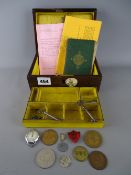 Mother of pearl inlaid jewellery box and contents