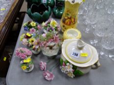 Three Aynsley 'Orchard Gold' ornaments, a collection of pottery floral displays by various