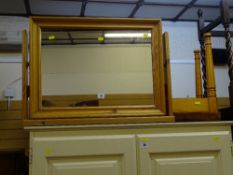 Pine dressing table mirror and a dressing stool
