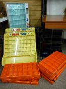 Three counter display units for Smurf's Collectable Figurines, four 'Game Tidy' plastic units and