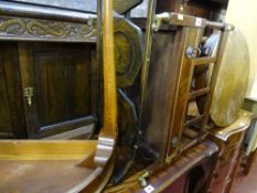 Half moon hall table, three tier cakestand, reproduction Canterbury and a circular occasional