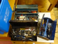 Parcel of three metal toolboxes and contents