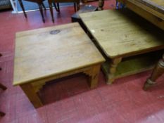 Pine rustic style coffee table and a smaller example