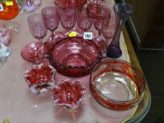 Selection of ruby and cranberry glassware