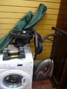 Modern Genki exercise machine, Gold Gym multi-weight dumb-bell and two bagged camping chairs