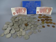 Collection of vintage British coinage and notes along with a 1982 decimal proof coinage set