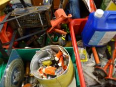 Parcel of three tubs containing various garage items