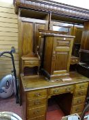 Victorian mahogany three piece bedroom suite of triple wardrobe, mirrored dressing table and bedside