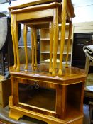 Modern yew entertainment unit and nest of three tables