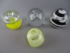 Four interesting vintage paperweights, three of large format with bubble decoration, the other