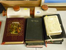 Quantity of hymn books and missals and two stoneware hot water bottles