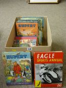 Collection of Rupert the Bear annuals, various dates and a novel titled 'In the Wet' by Nevil
