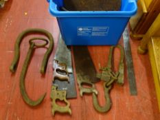 Blue tub of vintage metal items