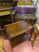 Polished wood drop leaf trolley and one other