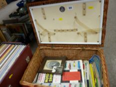 Wicker picnic basket with Daily Express Motorshow Review magazine contents