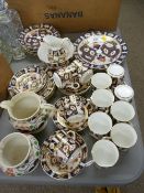 Forty piece Crown Derby Imari style teaset and two Gaudy Welsh jugs (one A/F)