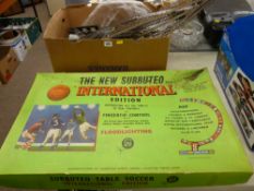 Vintage Subuteo Internation Edition (near complete) and a box of model railway track and buildings