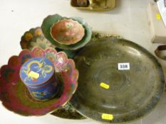 Collection of vintage and later cloisonne ware, a papier mache type tray etc