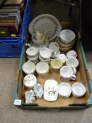 Paragon china 'Meadow Vale' part teaset including teapot, two Royal Winton faience commemorative