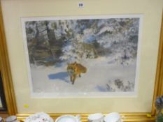 BRUNO LILJEFORS 1936 limited edition (228/950) stamped print - fox in snow, 48 x 64 cms