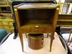 Antique single drawer mahogany night cabinet and a mahogany and brass bound possibly cigar cabinet