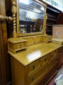 Good quality light oak mirrored dressing chest