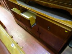 Vintage oak sideboard with mixed arrangement of cupboards and drawers