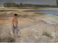SIR WILLIAM RUSSELL FLINT limited edition (264/850) stamped print - semi-nude lady at the beach,