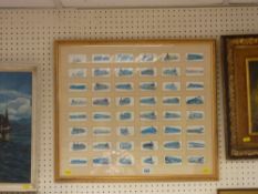 Framed collection of steam related collector's cards