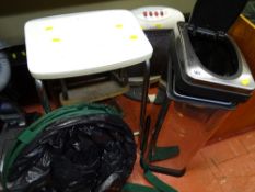 Parcel of chrome two step electric heater, chrome dustbin etc E/T