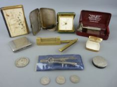 Mixed box of collectables including a silver cigarette case, a boxed Valet safety razor etc