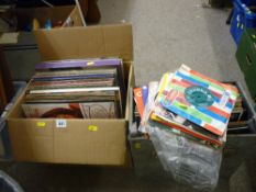 Box and a case of vintage LP records, various artists and compilations