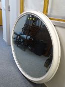 Large antique oval painted wall mirror