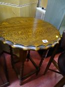 Oak piecrust top barley twist occasional table