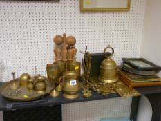 Large parcel of mixed brassware and sundry prints in frames etc