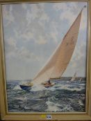 MONTAGUE DAWSON framed print - classical sailing scene, 63 x 47 cms