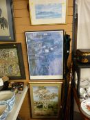 Framed CLAUDE MONET poster and two other framed works
